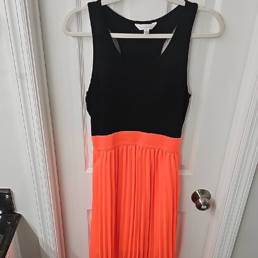 Charming Charlie Black and Orange Maxi Dress
